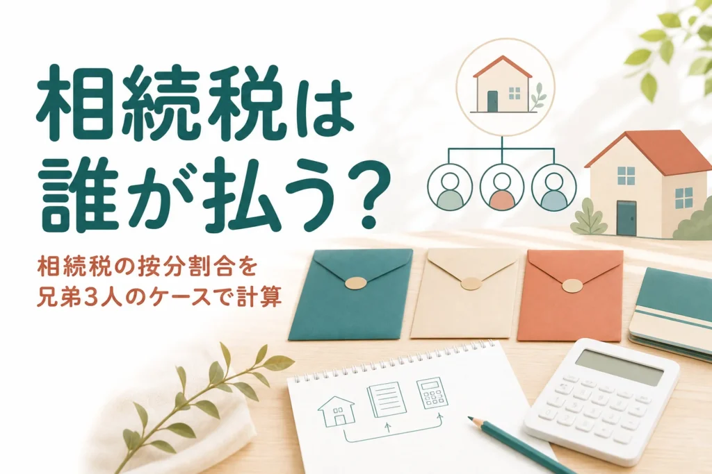 相続税の按分割合を兄弟3人のケースで計算し、誰がいくら払うかを解説する記事のアイキャッチ