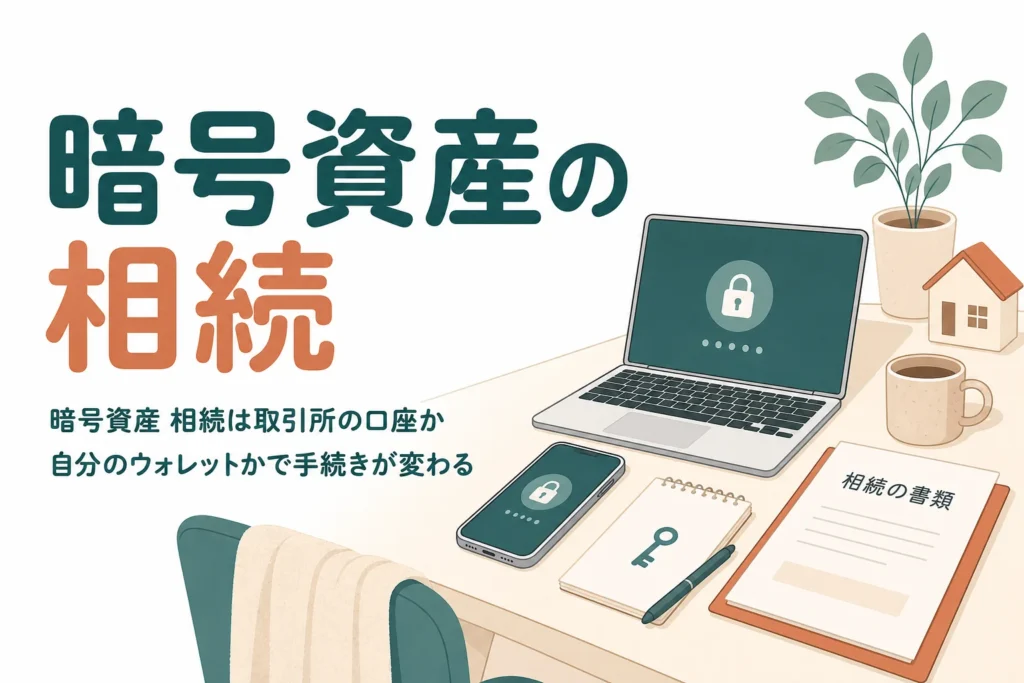 暗号資産の相続をパスワードの有無やポイントなどケース別に解説する記事のアイキャッチ