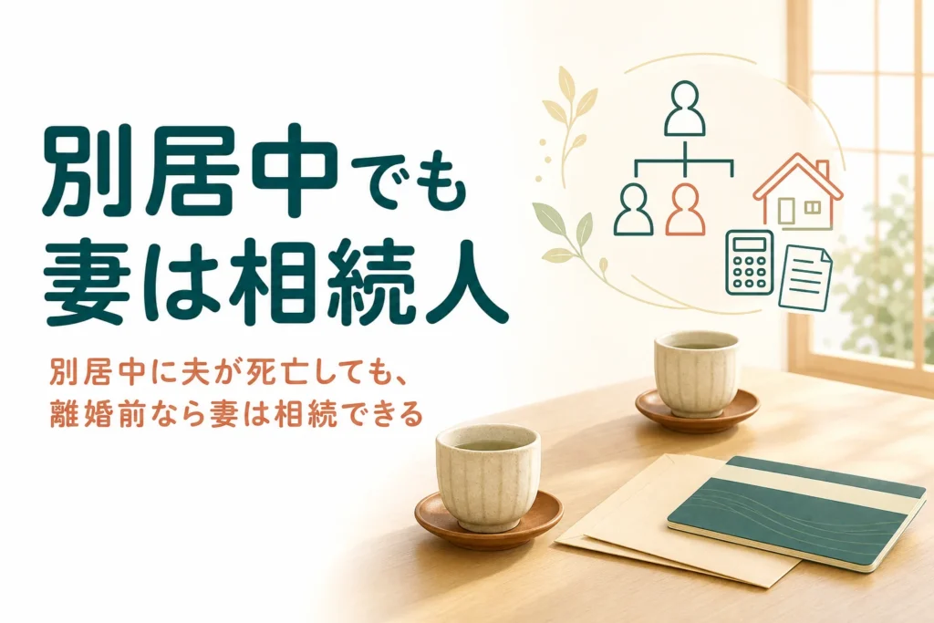 別居中の夫が亡くなった時に妻が相続できるかと、遺族年金の考え方を解説する記事のアイキャッチ