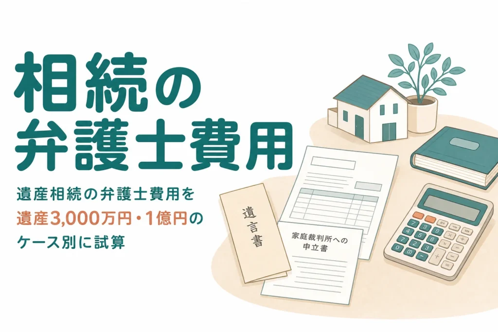 遺産相続の弁護士費用を遺産3,000万円と1億円のケース別に試算する記事のアイキャッチ