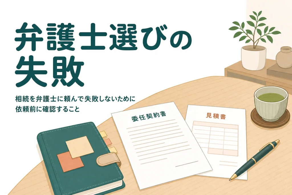 相続を弁護士に頼んで失敗した例と依頼前の確認点を解説する記事のアイキャッチ