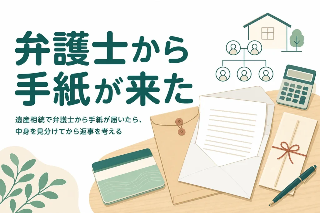 遺産相続で弁護士から手紙が届いた時の確認ポイントと対応を紹介する記事のアイキャッチ