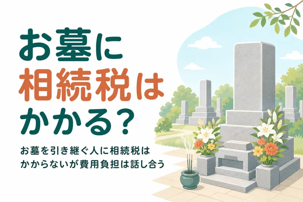 お墓や仏壇を引き継ぐ人に相続税がかかるかと、費用負担の考え方を解説する記事のアイキャッチ