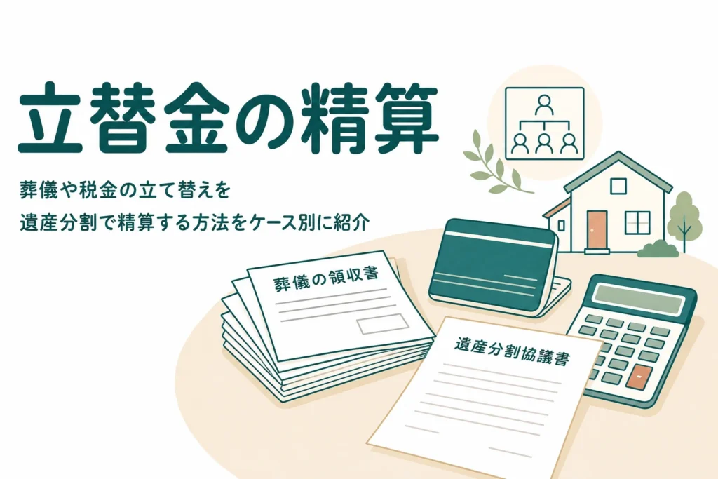 葬儀費用や税金を立て替えた分を遺産分割で精算する方法を紹介する記事のアイキャッチ