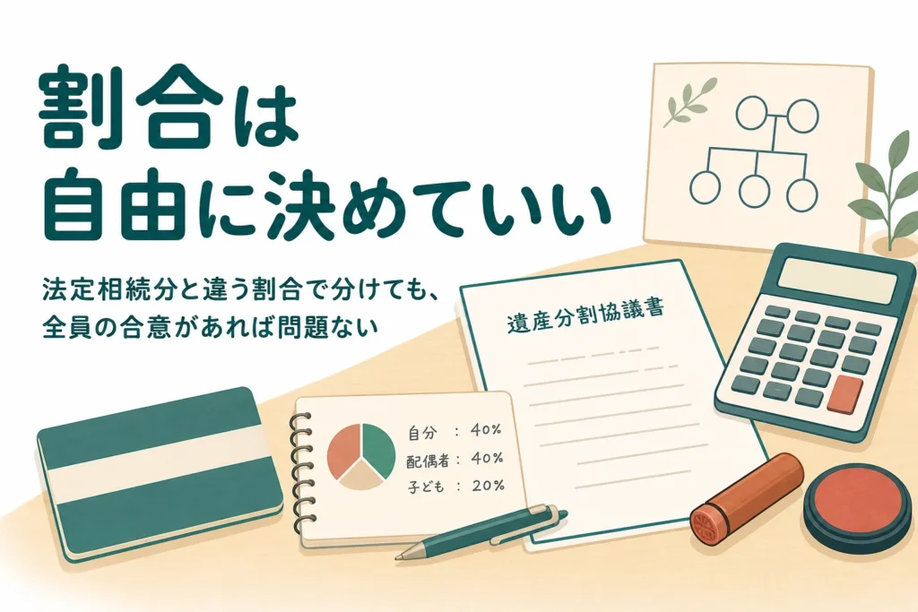 法定相続分と違う割合で遺産を分ける時の税金と手続きの注意を解説する記事のアイキャッチ