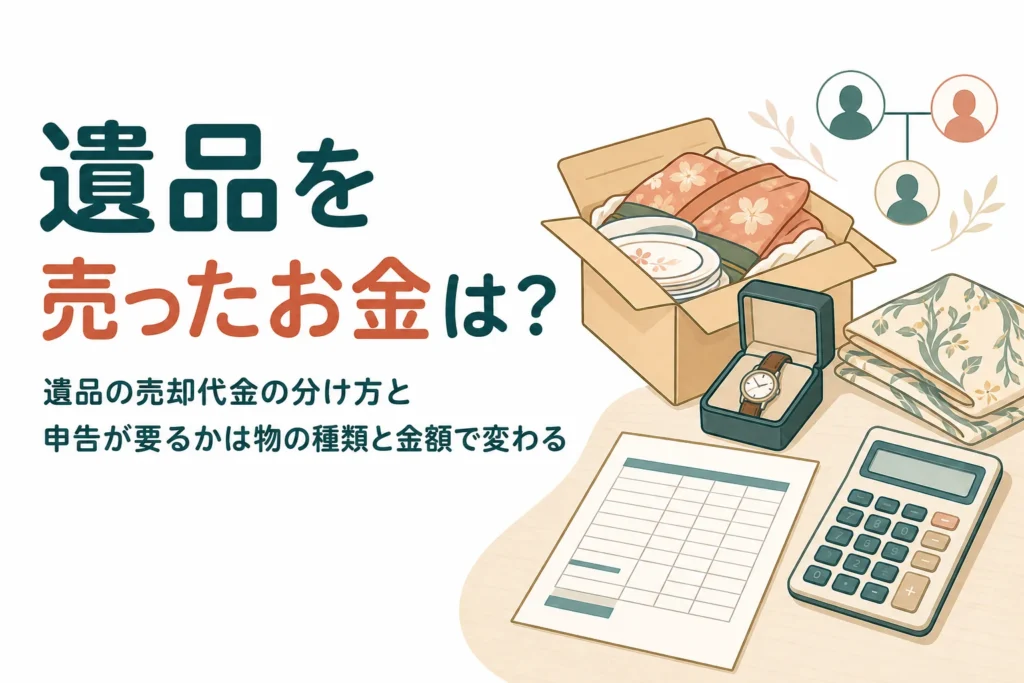 遺品を売ったお金の兄弟での分け方と申告の要否を解説する記事のアイキャッチ