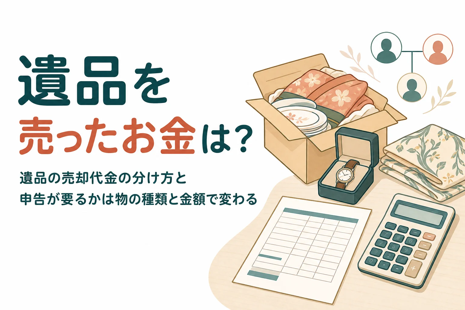 遺品を売ったお金の兄弟での分け方と申告の要否を解説する記事のアイキャッチ