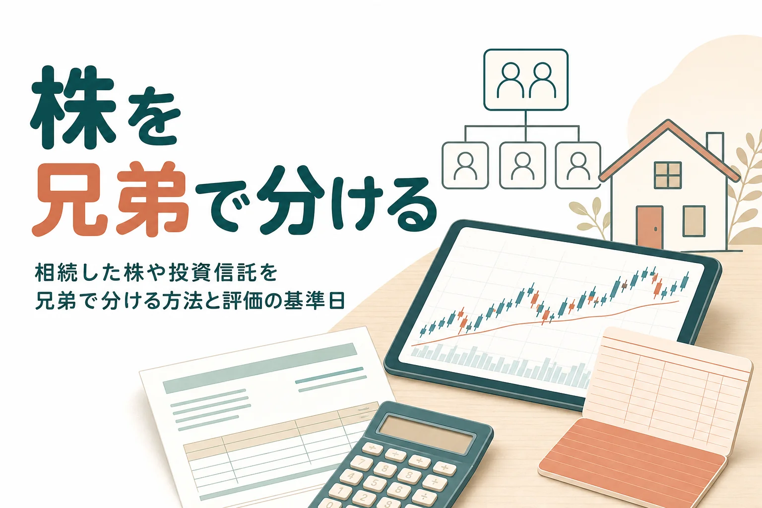 相続した株や投資信託を兄弟で分ける方法と評価の基準日を解説する記事のアイキャッチ