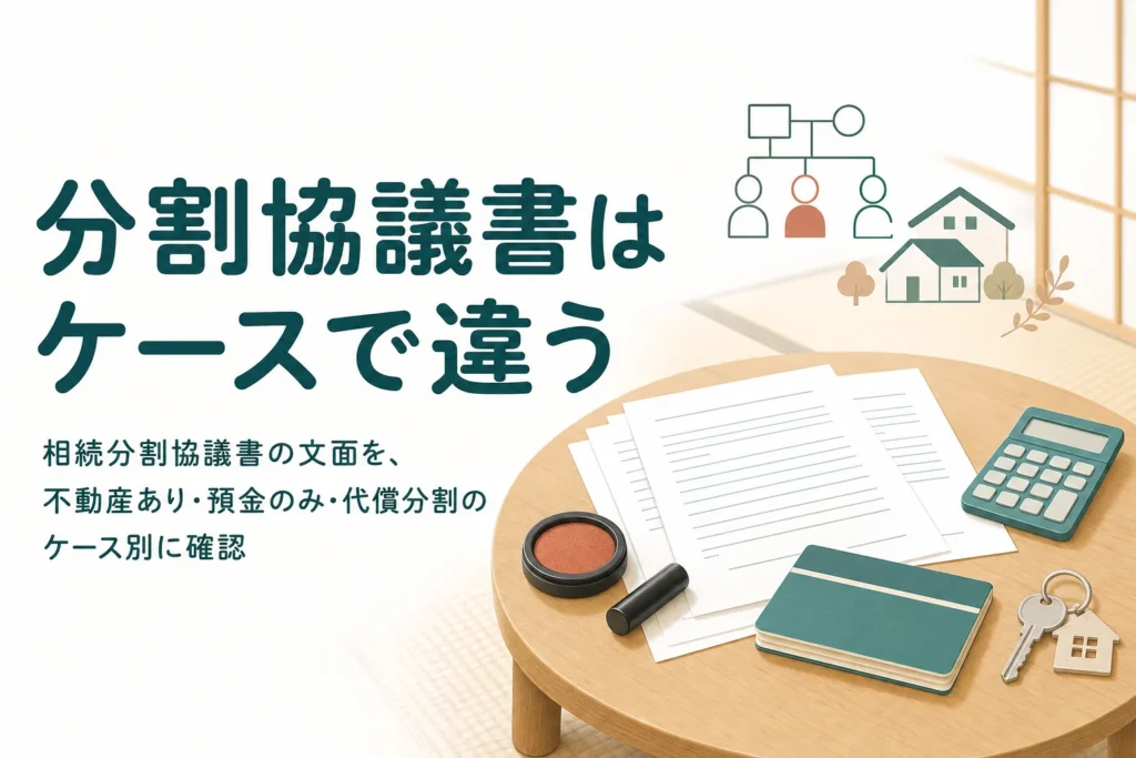 相続分割協議書の文例をケース別に紹介する記事のアイキャッチ