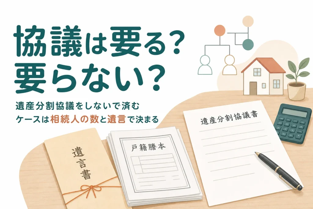 遺産分割協議をしないで済むケースと必要になるケースの見分け方を解説する記事のアイキャッチ