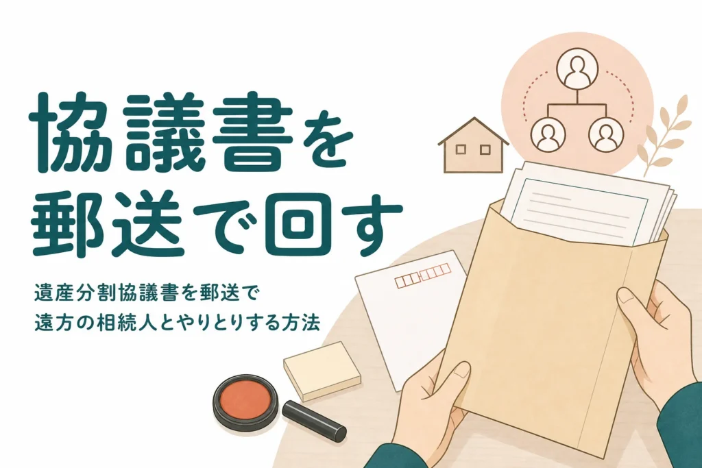 遠方の相続人と遺産分割協議書を郵送でやりとりする方法を解説する記事のアイキャッチ