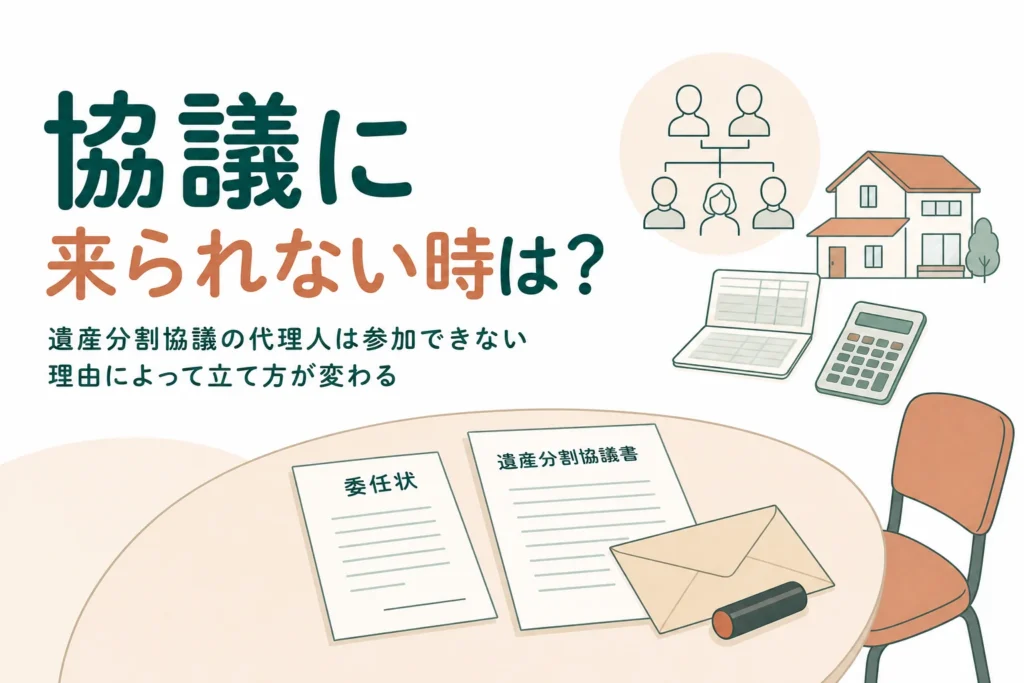 兄弟の1人が遺産分割協議に参加できない時の代理人の立て方を解説する記事のアイキャッチ
