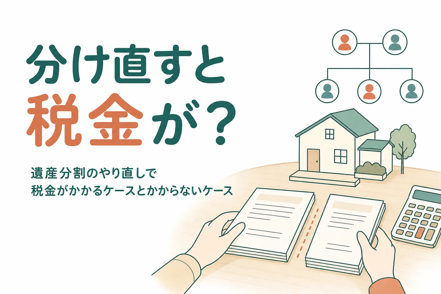 遺産分割をやり直した時に税金がかかるかどうかを解説する記事のアイキャッチ