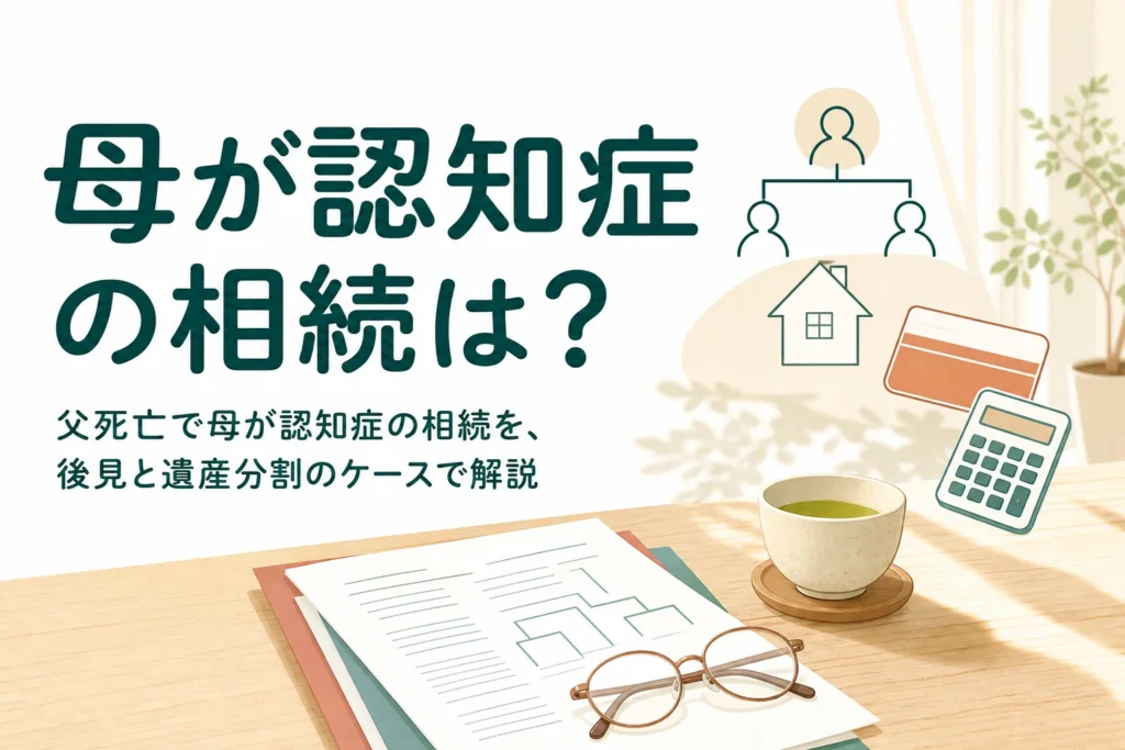 父が亡くなり母が認知症のケースで、後見と遺産分割の進め方を解説する記事のアイキャッチ