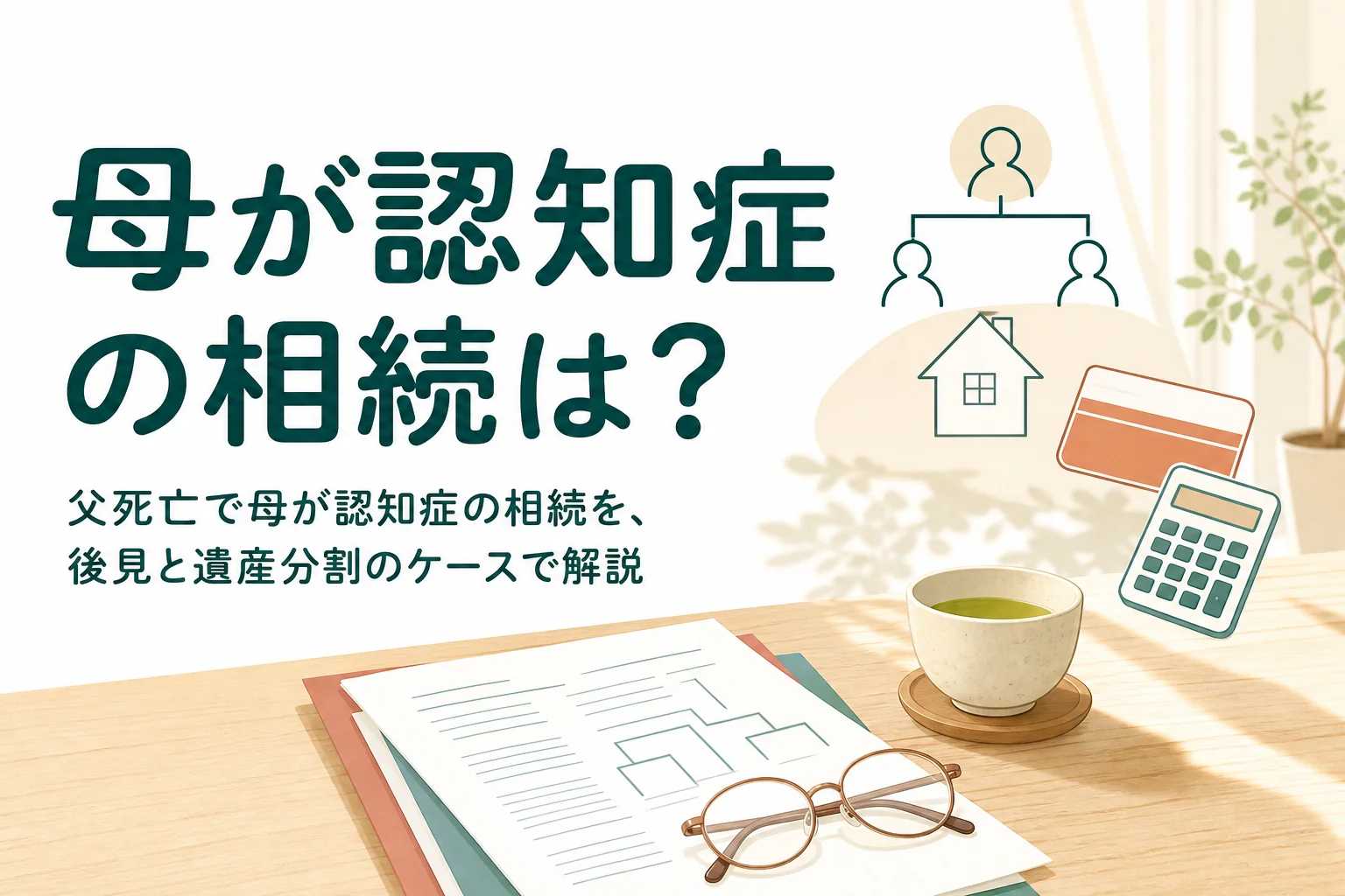 父が亡くなり母が認知症のケースで、後見と遺産分割の進め方を解説する記事のアイキャッチ