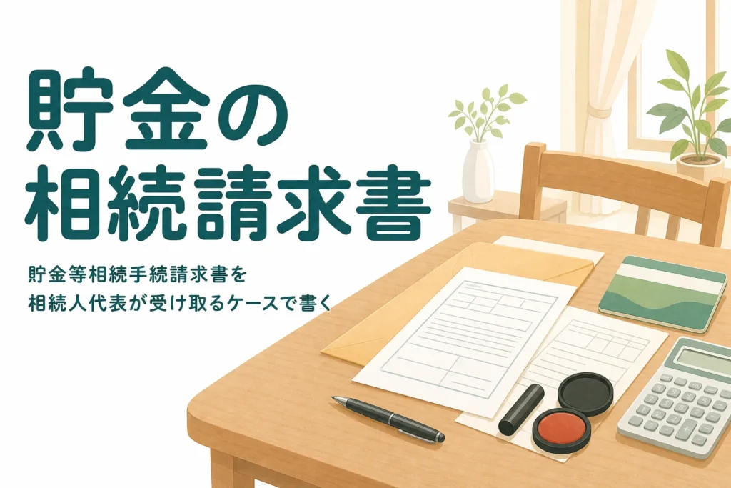 代表相続人がゆうちょ銀行の貯金をまとめて受け取る時の貯金等相続手続請求書の書き方を紹介する記事のアイキャッチ