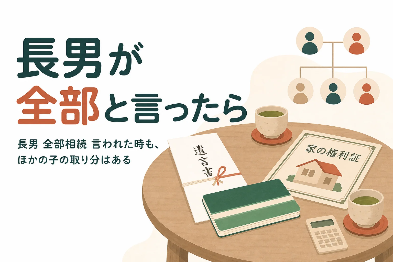 長男が遺産を全部相続すると言い出した時の対処法と話し合いの進め方を解説する記事のアイキャッチ