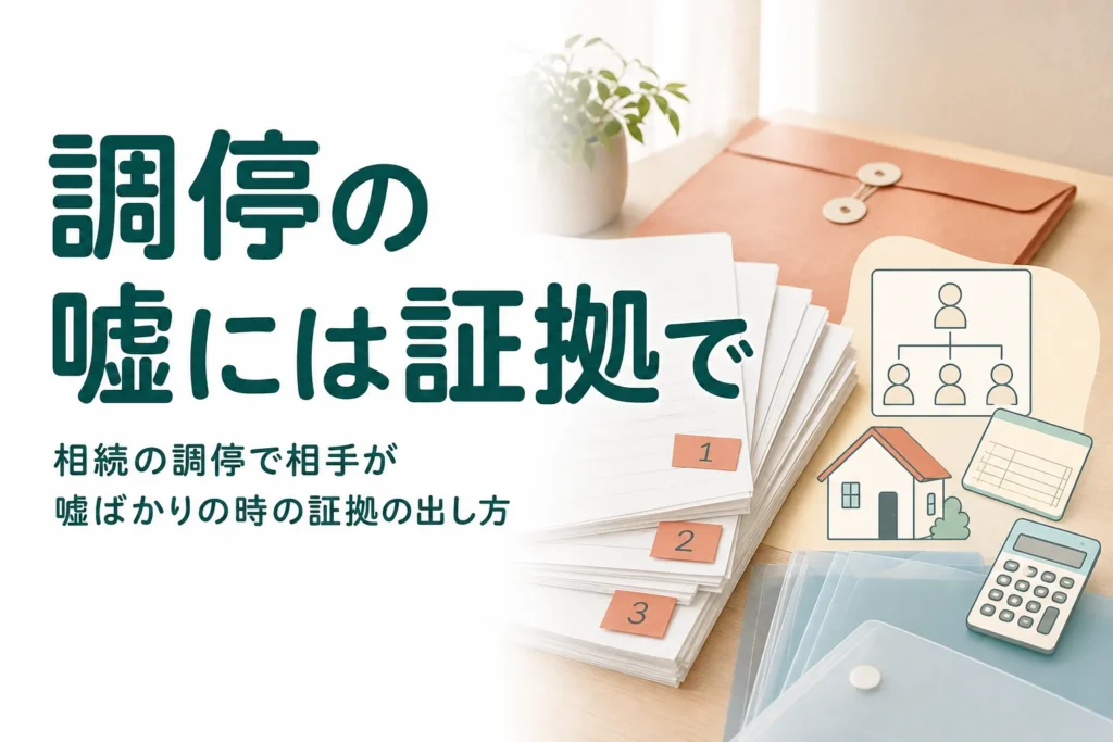 相続の調停で相手が事実と違う主張をする時に、証拠を書面で出す方法と流れを解説する記事のアイキャッチ