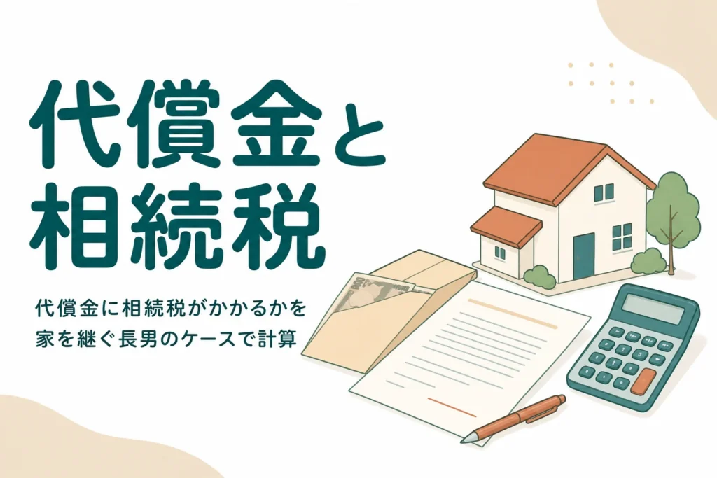 代償金に相続税がかかるかを実家を継ぐ長男が弟に払うケースで計算する記事のアイキャッチ
