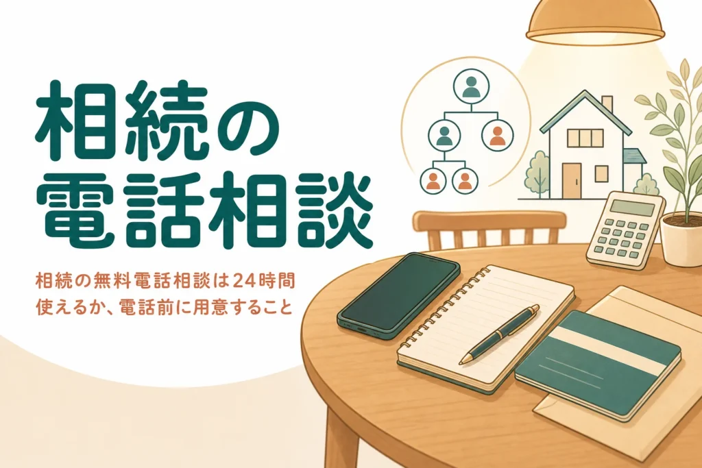 相続の無料電話相談が24時間使えるかと電話前の準備を解説する記事のアイキャッチ