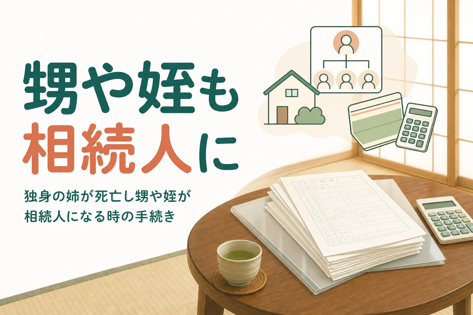 独身の姉が亡くなり甥や姪が相続人になるケースの手続きを解説する記事のアイキャッチ