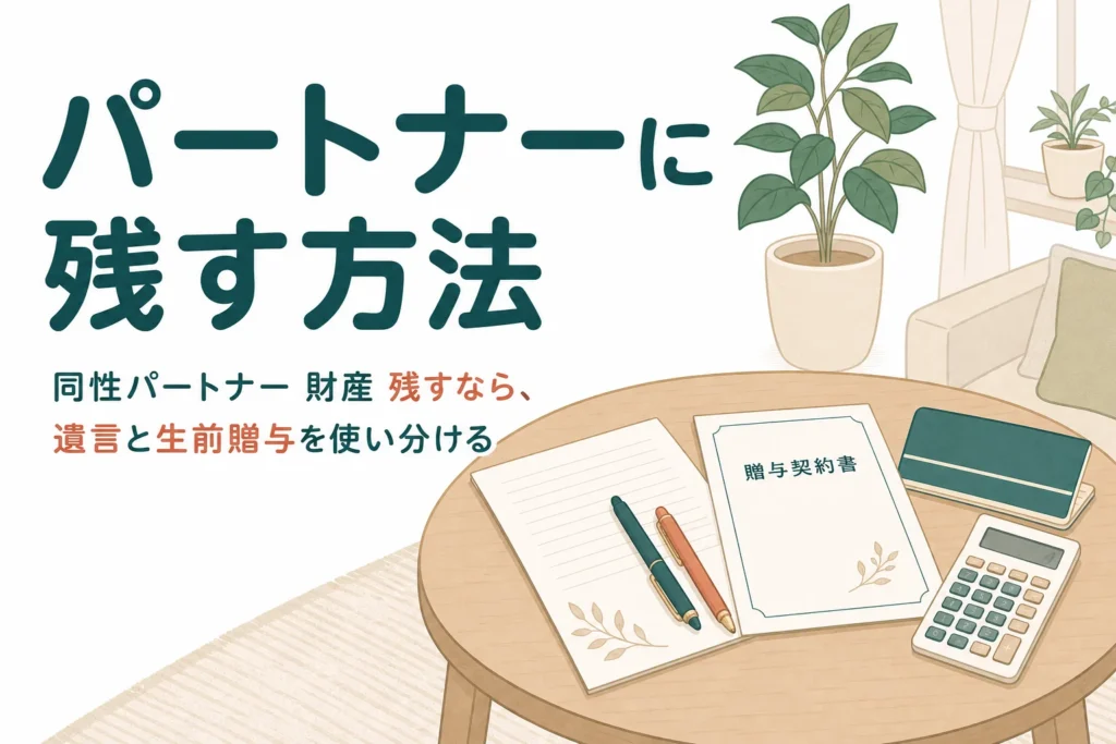 同性パートナーに財産を残すための遺言と生前贈与の使い分けを解説する記事のアイキャッチ