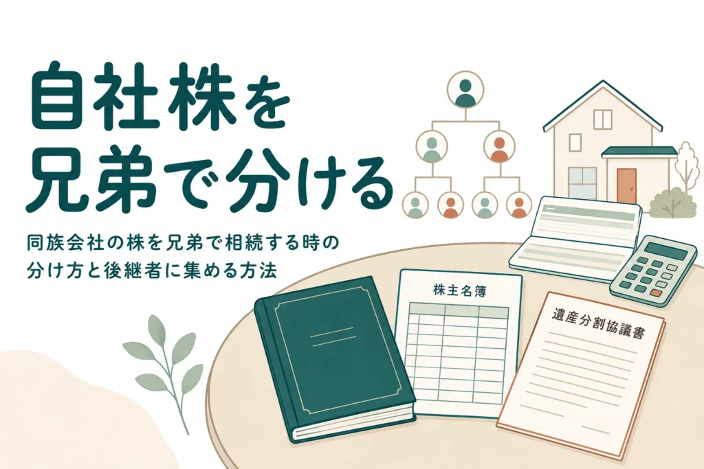 同族会社の株を兄弟で相続する時の分け方と、後継者に株を集める方法を解説する記事のアイキャッチ