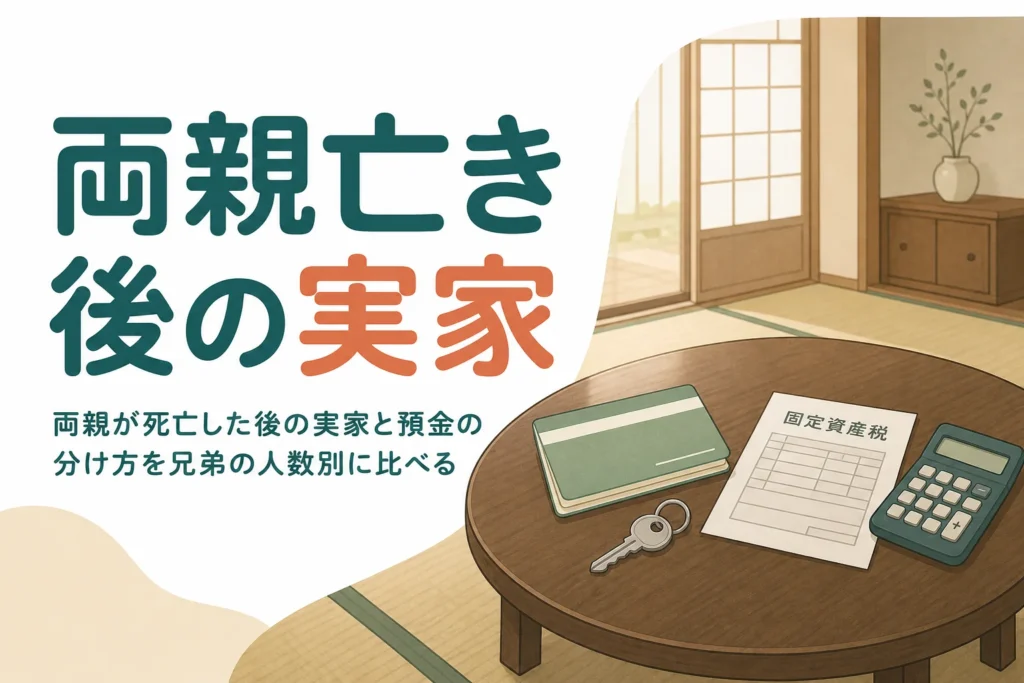 両親とも亡くなった後の実家と預金の分け方を兄弟の人数別に解説する記事のアイキャッチ