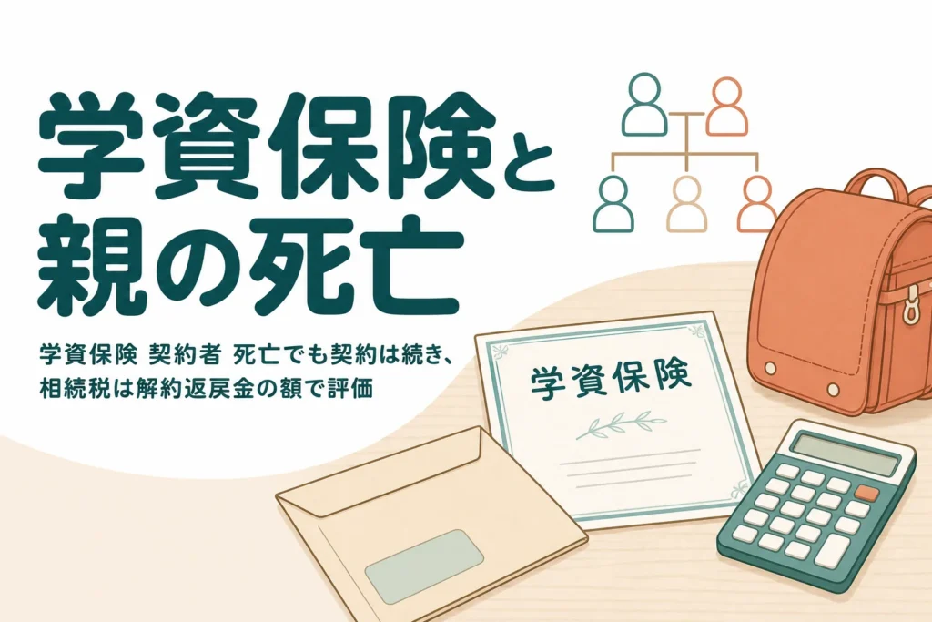 学資保険の契約者の親が亡くなった時の保険と相続の扱いを解説する記事のアイキャッチ