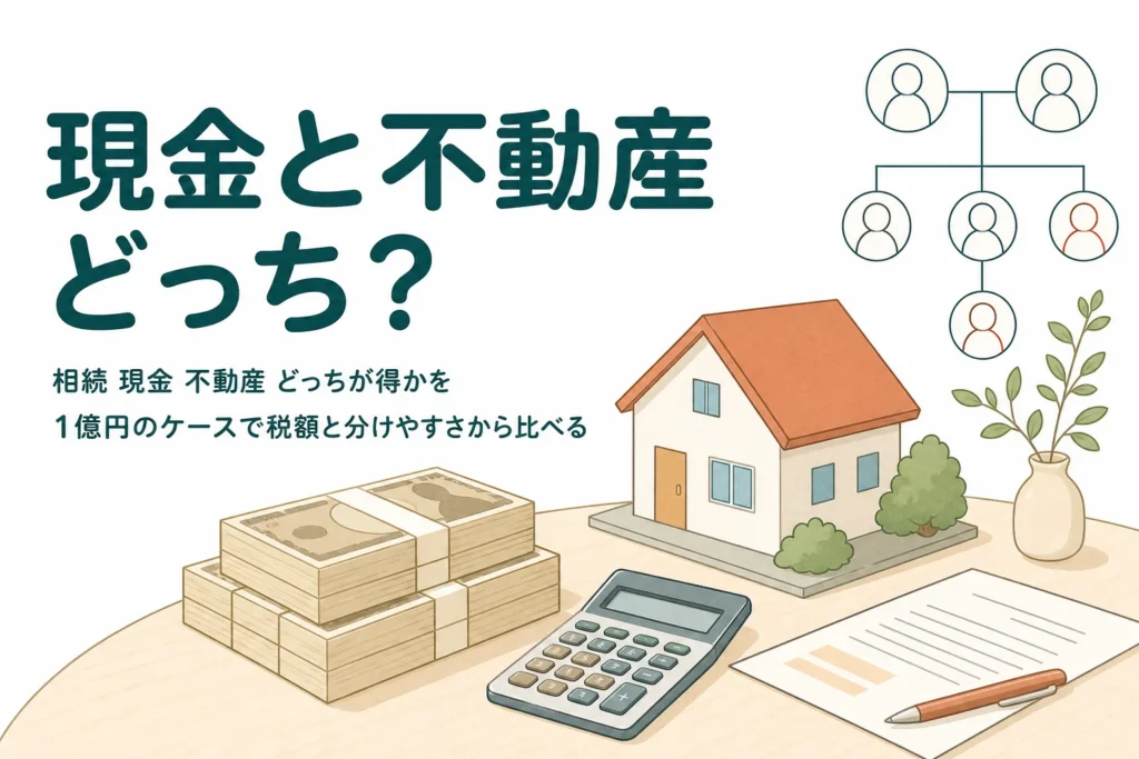 1億円を現金と不動産で残した場合の相続税を比べる記事のアイキャッチ