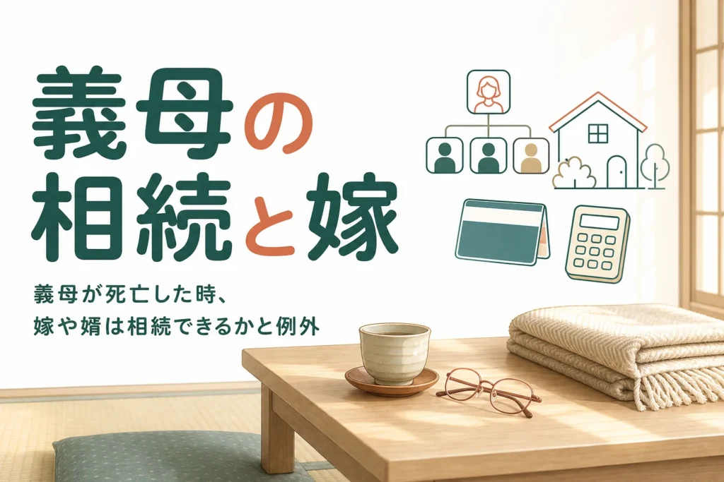 義母が亡くなった時に嫁や婿が相続できるかと、受け取れる例外を解説する記事のアイキャッチ