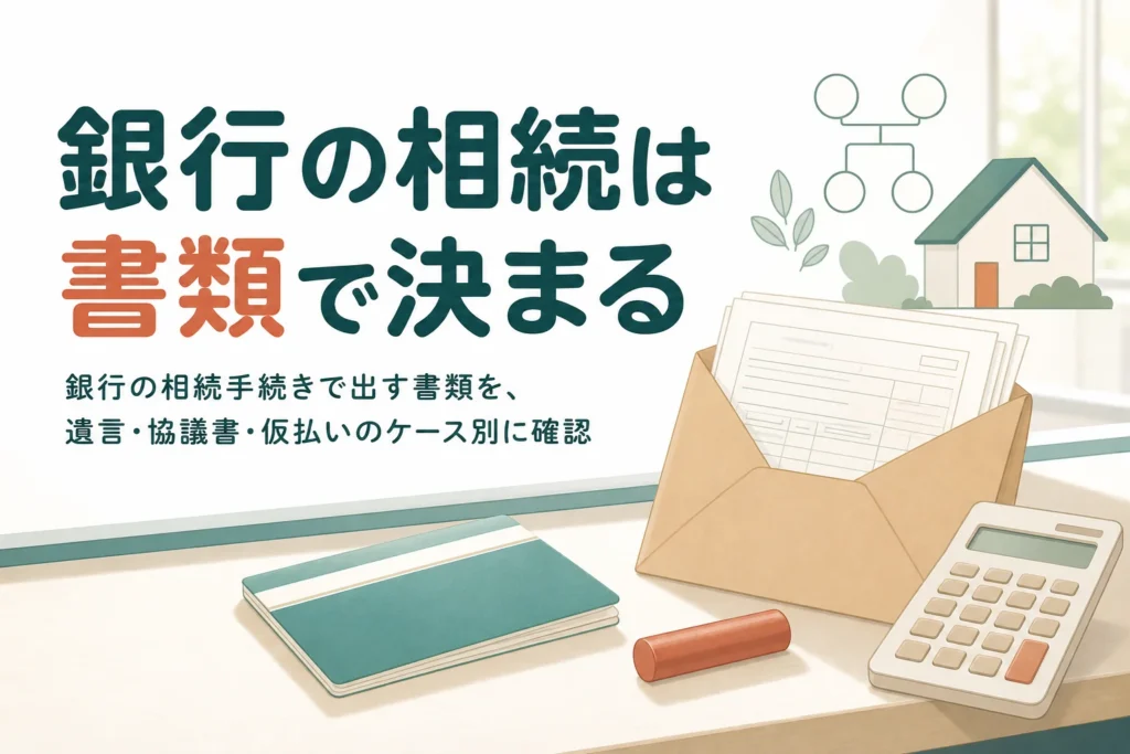 銀行の相続手続きで出す書類を遺言あり・協議書あり・仮払いのケース別に確認する記事のアイキャッチ