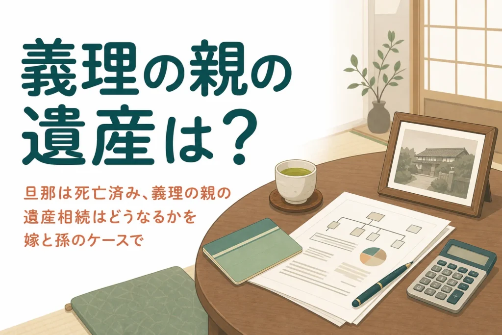 夫が先に亡くなった後の義理の親の遺産相続をケース別に紹介する記事のアイキャッチ