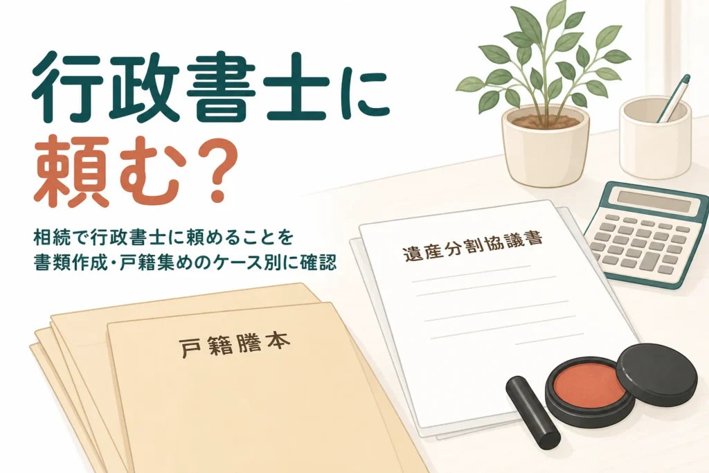 相続で行政書士に頼むならどんな時かをケース別に確認する記事のアイキャッチ
