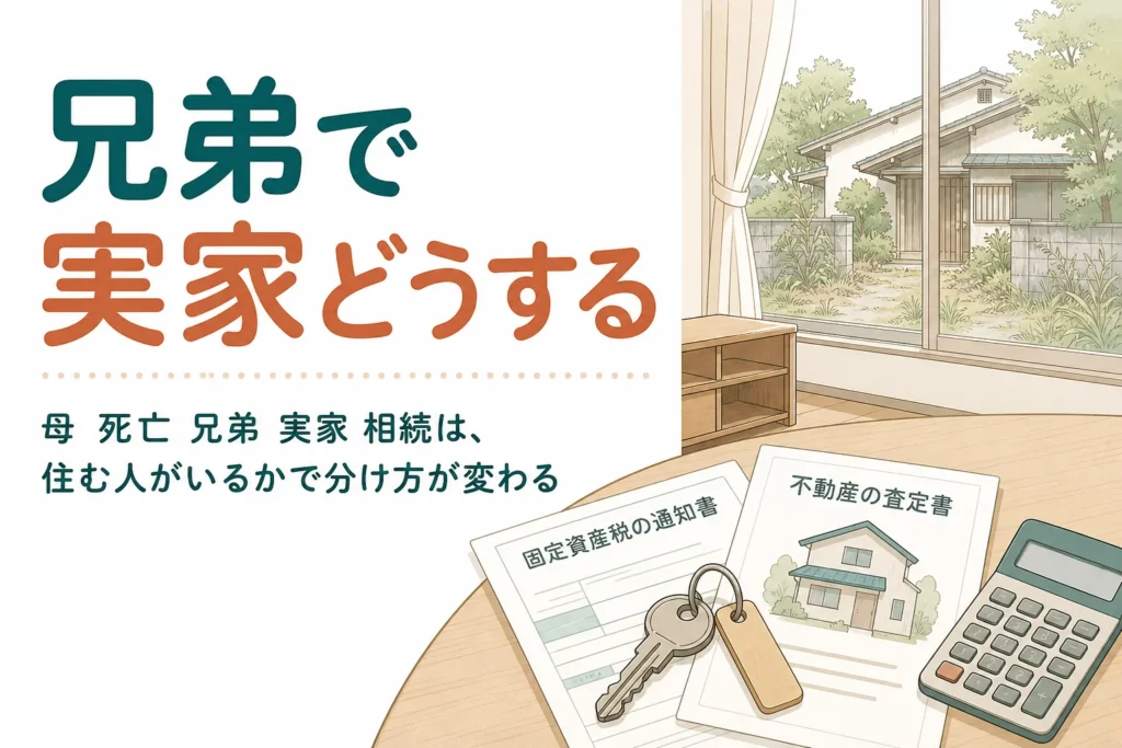 母が亡くなり兄弟で実家を相続する時の分け方と売るかの判断を解説する記事のアイキャッチ