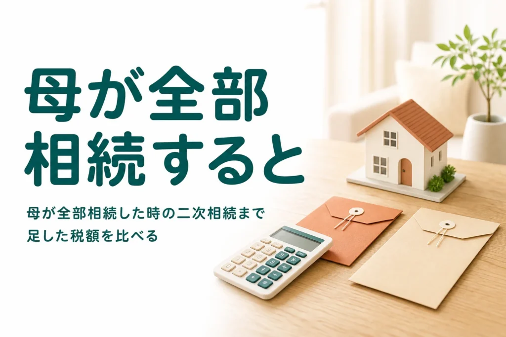 父の遺産を母が全部相続した場合の二次相続の税額を比較する記事のアイキャッチ