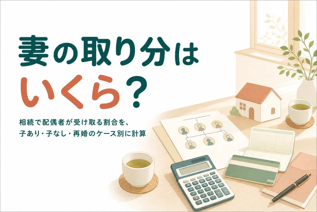 相続で配偶者が受け取る取り分を家族構成別に計算する記事のアイキャッチ