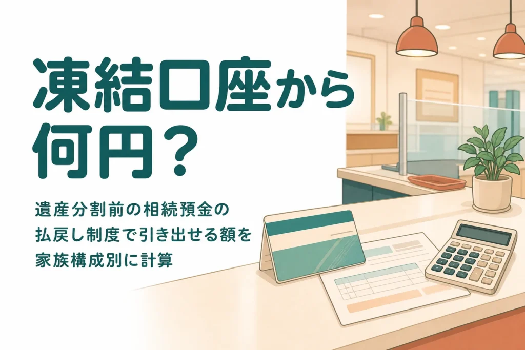 遺産分割前の相続預金の払戻し制度で引き出せる額を家族構成別に計算する記事のアイキャッチ