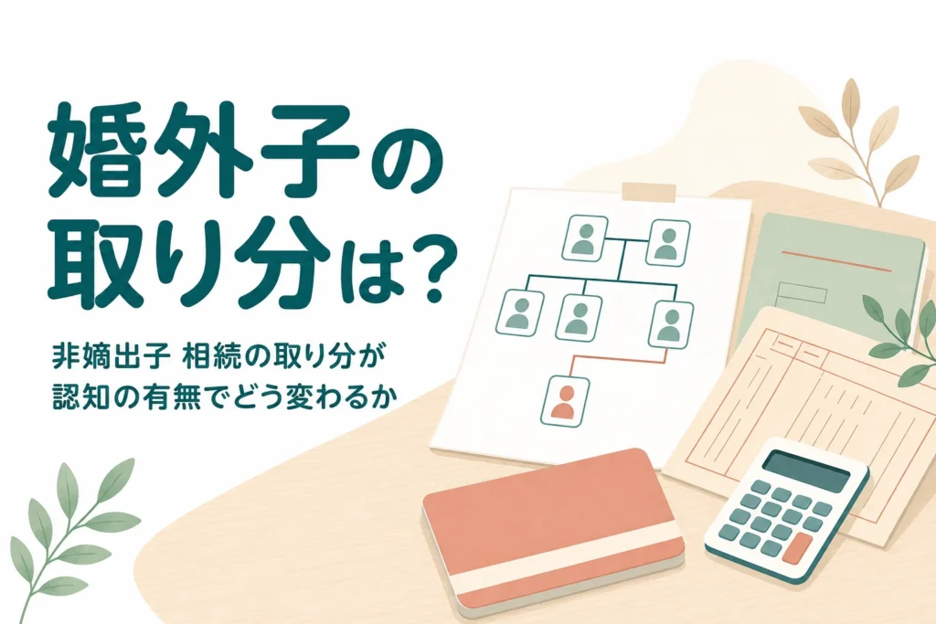 非嫡出子がいる相続で、認知の有無によって取り分と相続税がどう変わるかを解説する記事のアイキャッチ