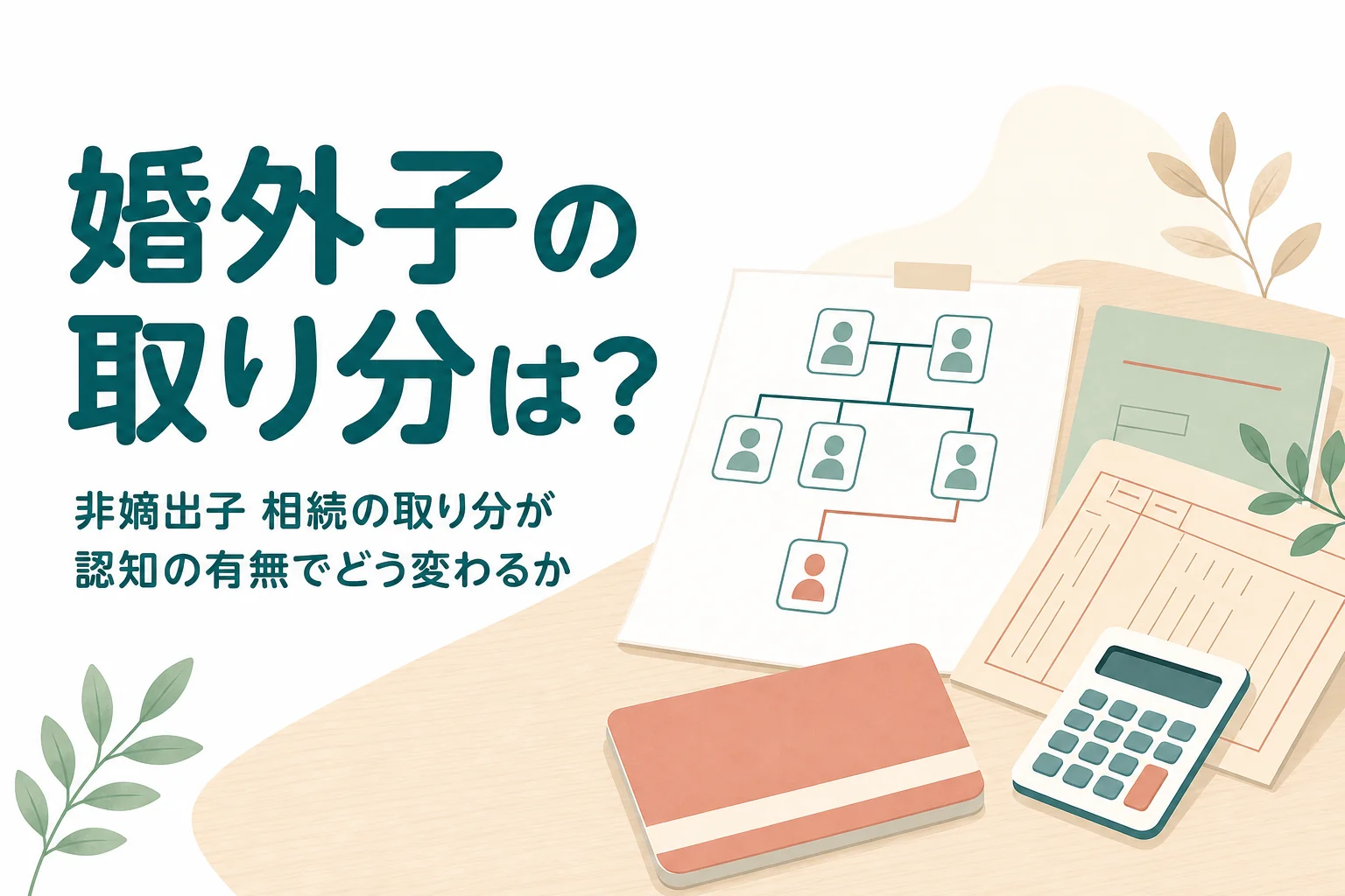 非嫡出子がいる相続で、認知の有無によって取り分と相続税がどう変わるかを解説する記事のアイキャッチ