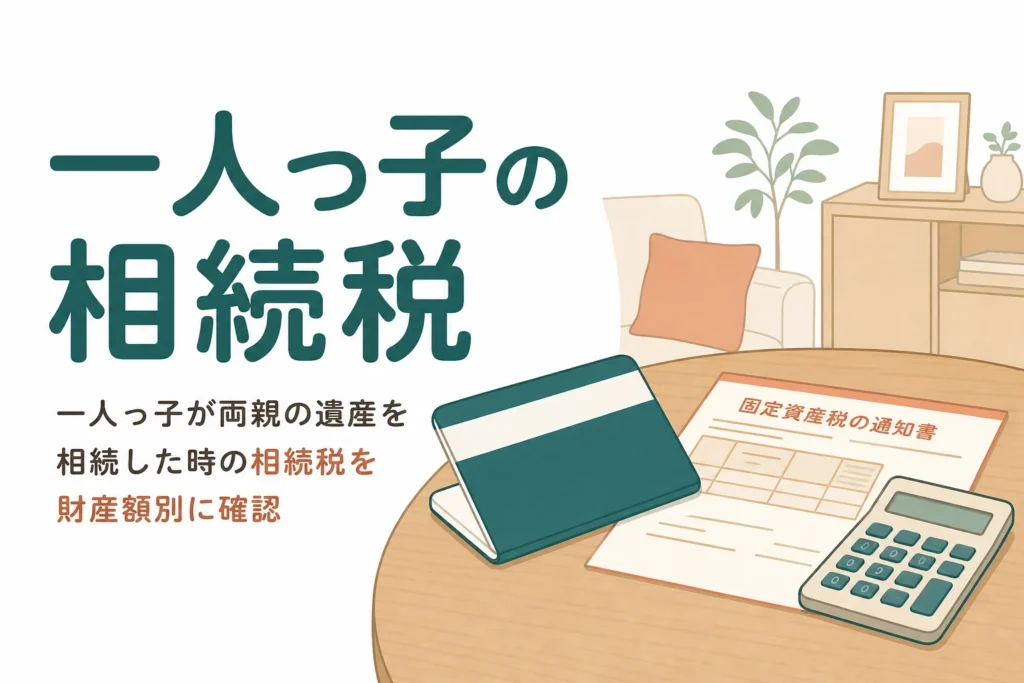 一人っ子が両親の遺産を相続した時の相続税の目安を財産額別にまとめた記事のアイキャッチ