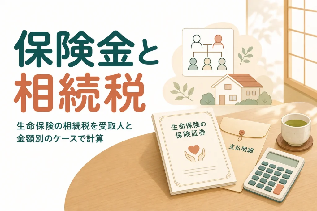生命保険の死亡保険金にかかる相続税を受取人と金額別のケースで計算する記事のアイキャッチ
