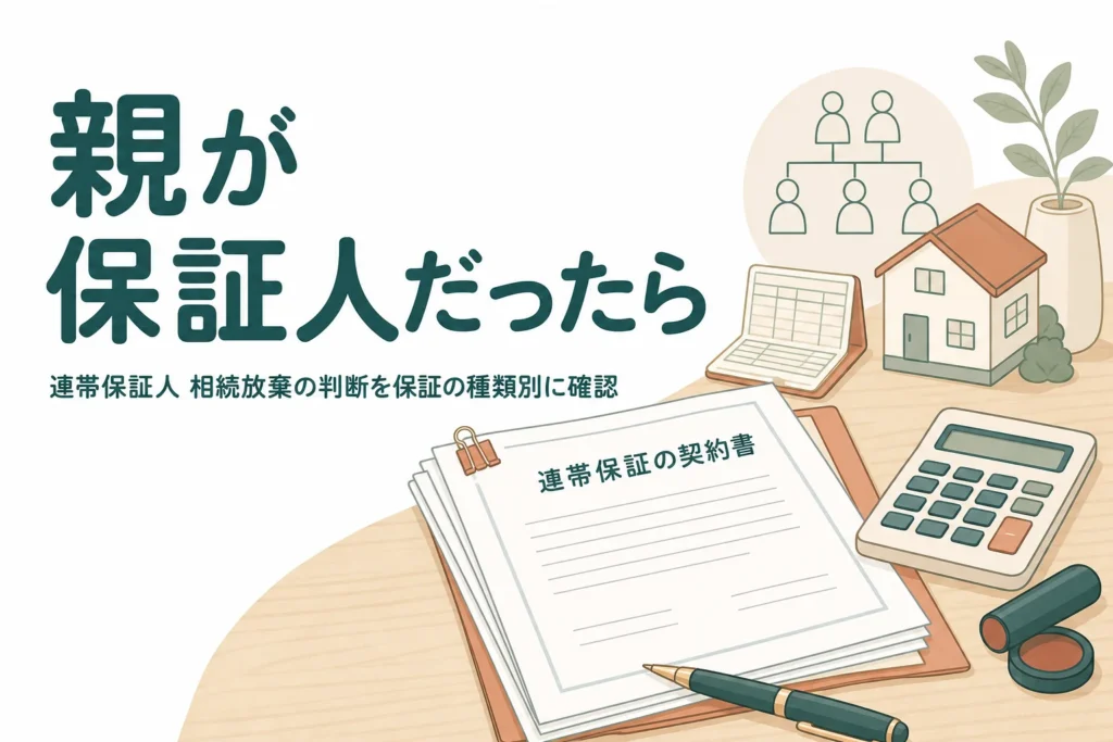 連帯保証人だった親が亡くなった時に保証債務と相続放棄をどう判断するかを解説する記事のアイキャッチ