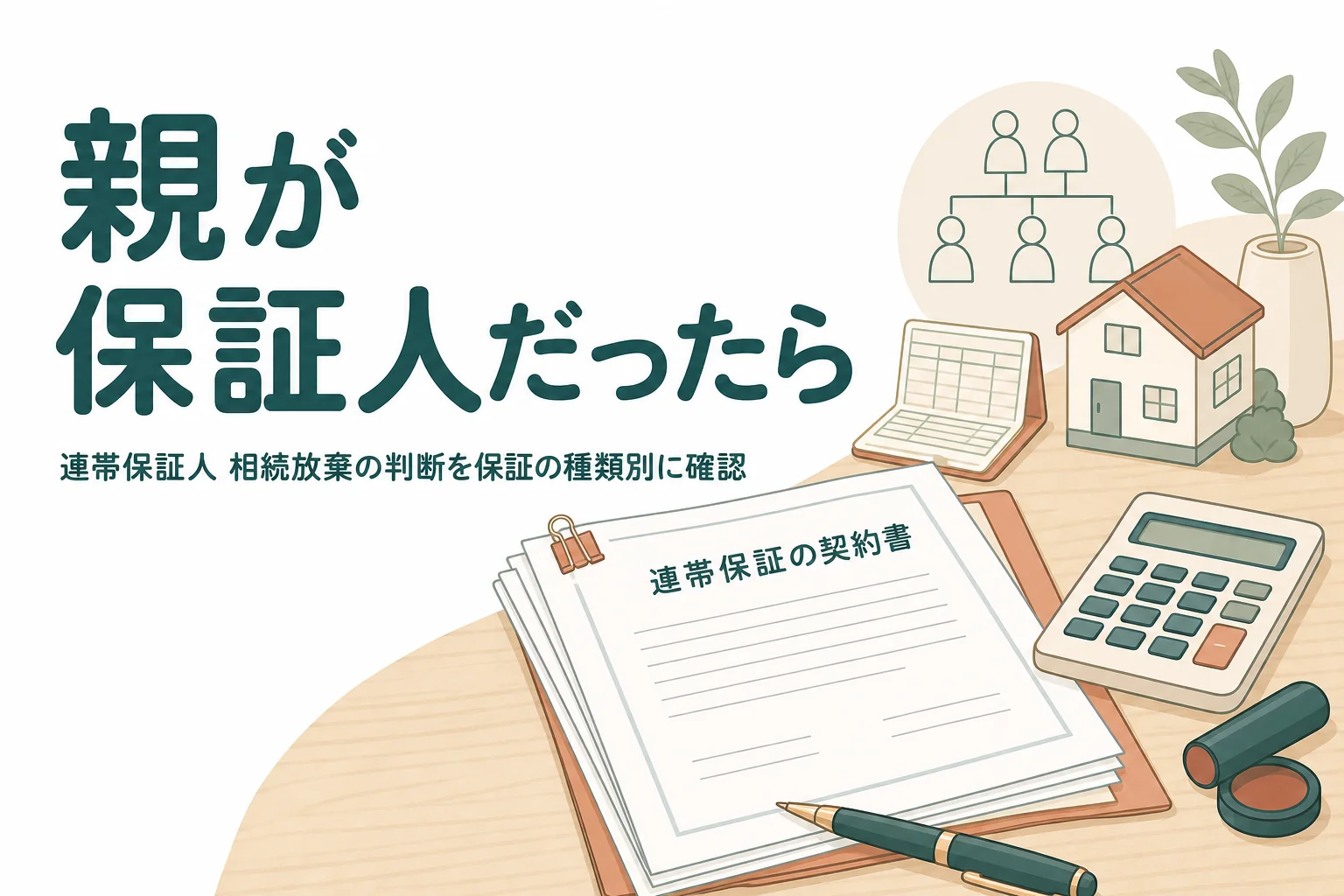 連帯保証人だった親が亡くなった時に保証債務と相続放棄をどう判断するかを解説する記事のアイキャッチ