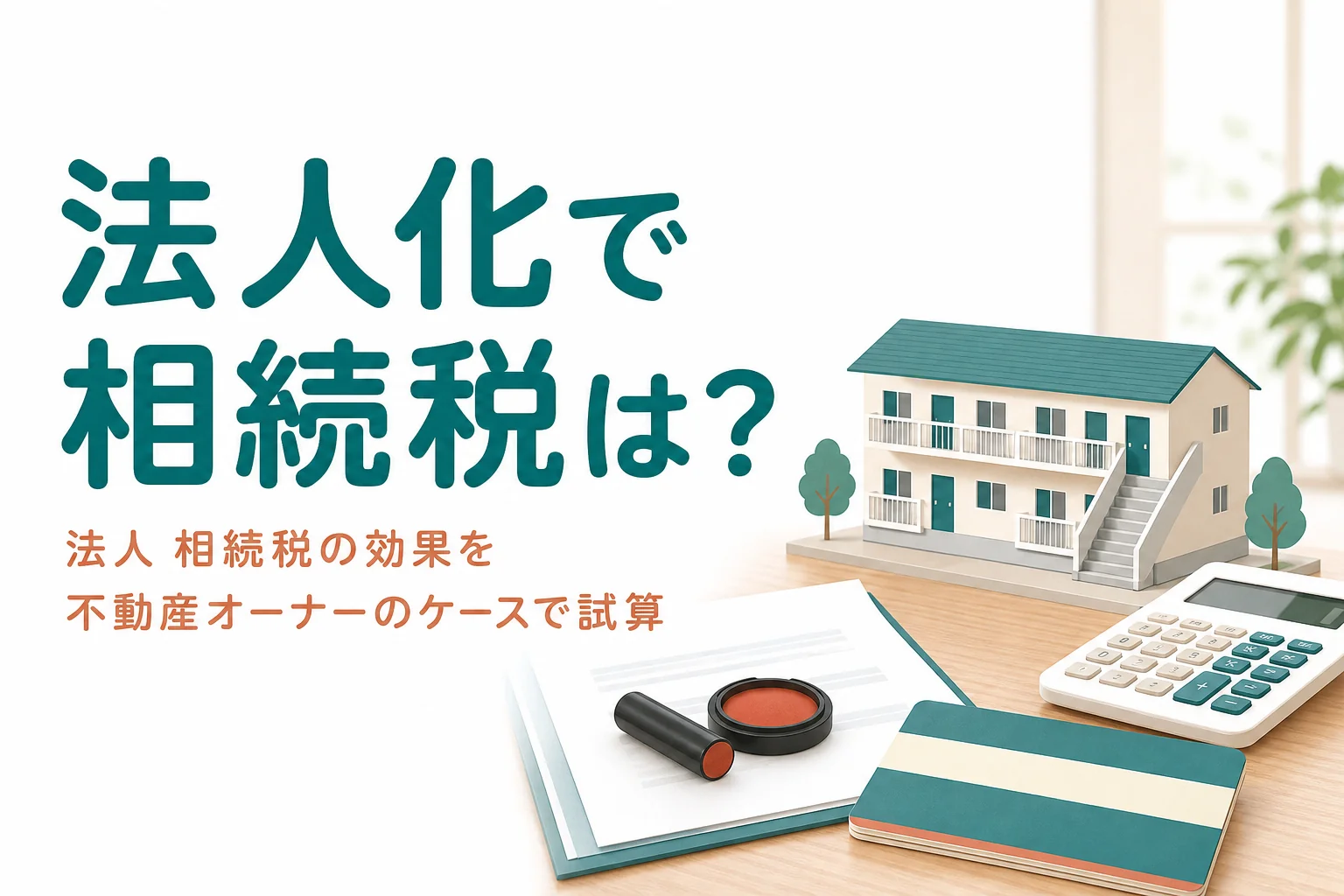 法人を作ると相続税が減るのかを不動産オーナーのケースで試算する記事のアイキャッチ