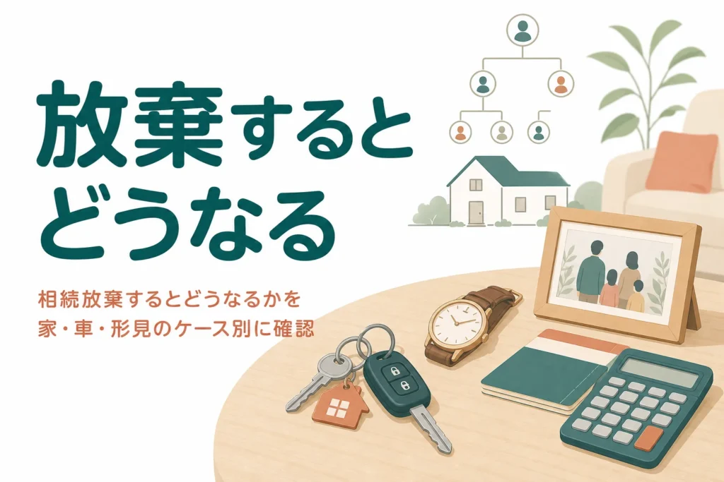相続放棄するとどうなるかを家・車・形見のケース別に確認する記事のアイキャッチ