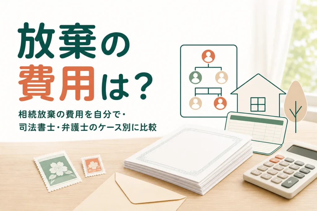 相続放棄の費用を自分で・司法書士・弁護士のケース別に比較する記事のアイキャッチ