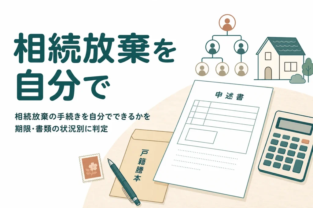 相続放棄の手続きを自分でできるかを期限と書類の状況別に判定する記事のアイキャッチ