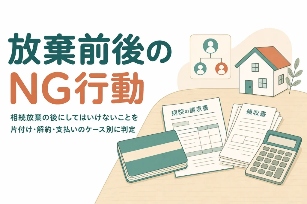 相続放棄の前後にしてはいけないことを行動別のケースで判定する記事のアイキャッチ