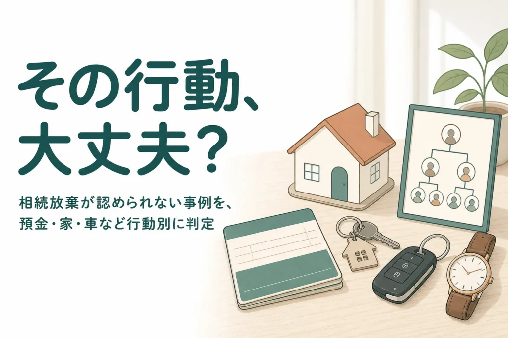 相続放棄が認められない事例を、故人の財産に対する行動ごとに判定する記事のアイキャッチ